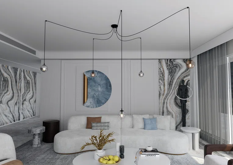 Lampa Wisząca Gigi 5 Bl Mix 939/5 5Xe14 transparentna/grafitowa/miodowa