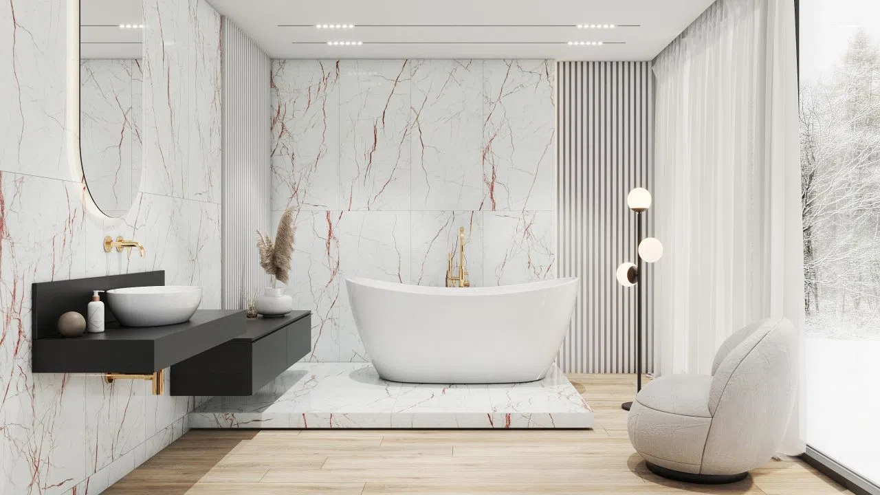 Duża łazienka z wanną