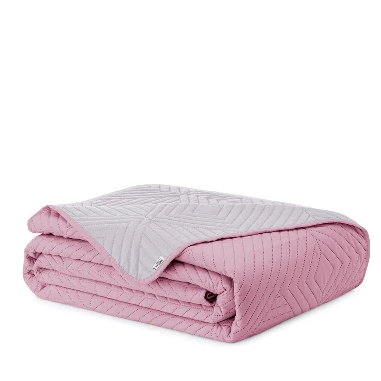 Narzuta SOFTA 2-stronna pudrowy róż/srebrny 200x220 cm