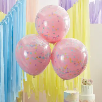 Balony PAMPER PARTY z confetti 3 szt. fi 45,7 cm