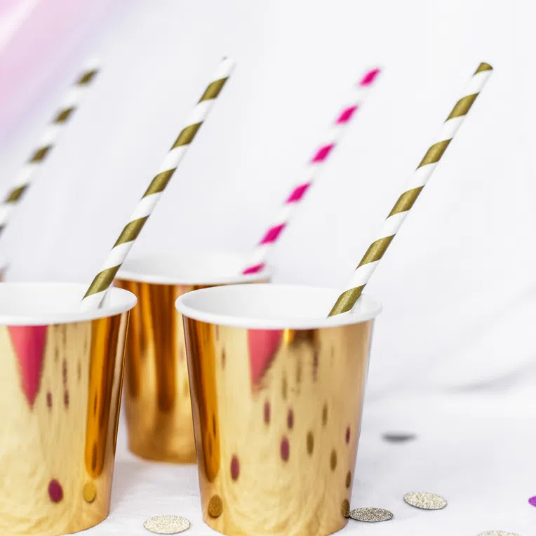 Słomki GOLD papierowe złote 10 szt. 19,5 cm