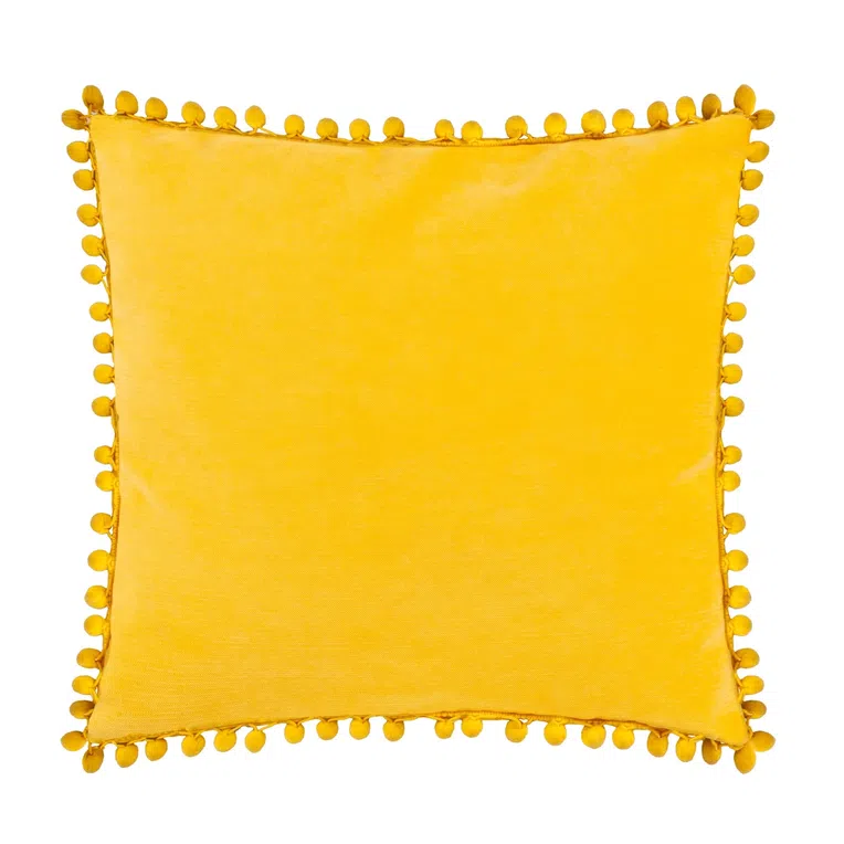 Poszewka ESLOV z pomponami musztardowa 45x45 cm
