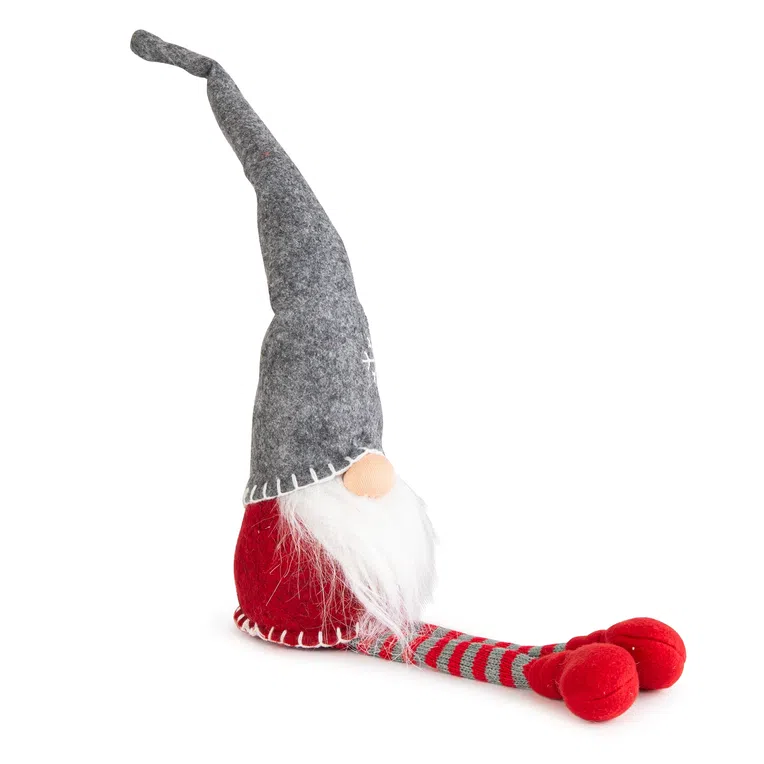 Skrzat NICK krasnal siedzący z szarą czapką 58 cm