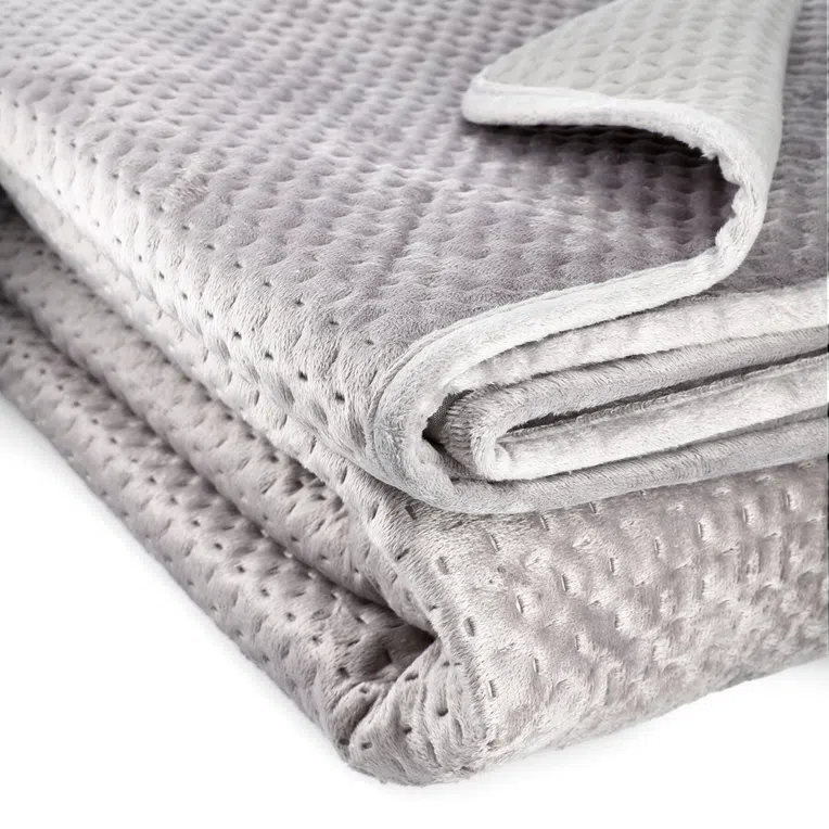 Narzuta ZEMI welurowa z wytłoczeniami szara 200x220 cm