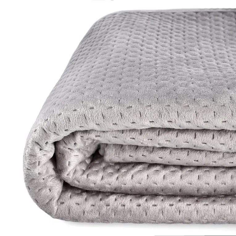 Narzuta ZEMI welurowa z wytłoczeniami szara 200x220 cm