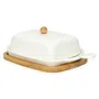Maselniczka FINCAN ceramiczna z bambusową podstawką biała 22 cm