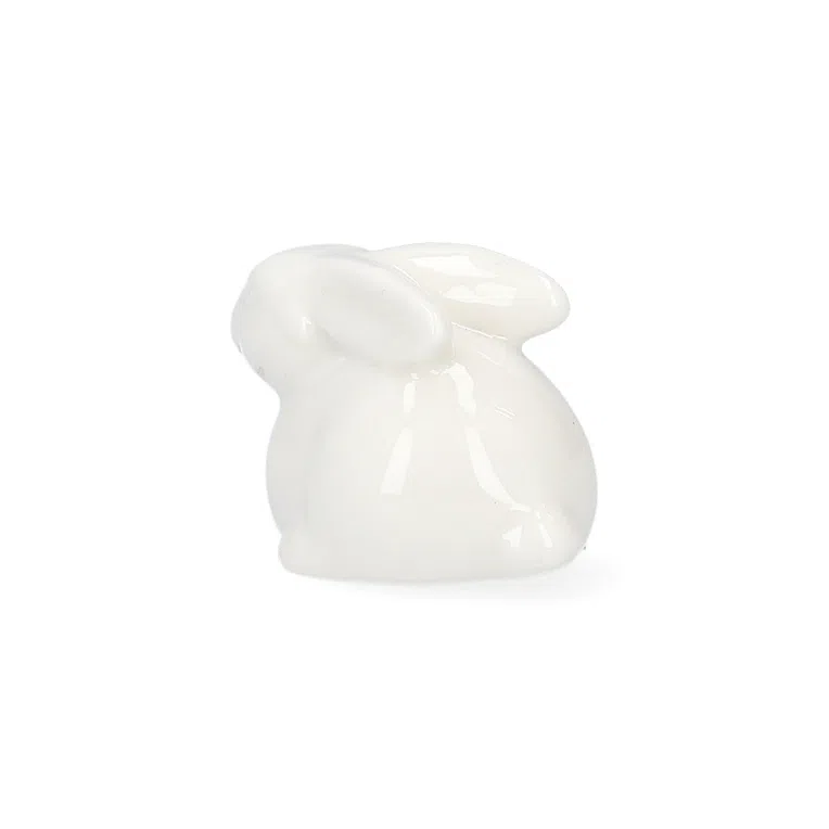 Figurka wielkanocna BIEL królik porcelanowy biały mały 4x5 cm