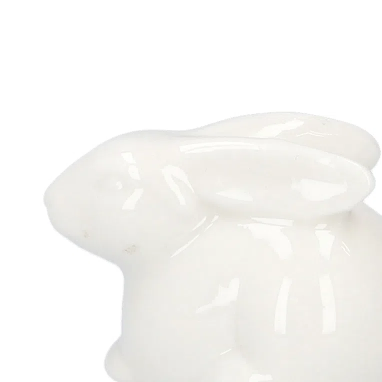 Figurka wielkanocna BIEL królik porcelanowy biały mały 4x5 cm