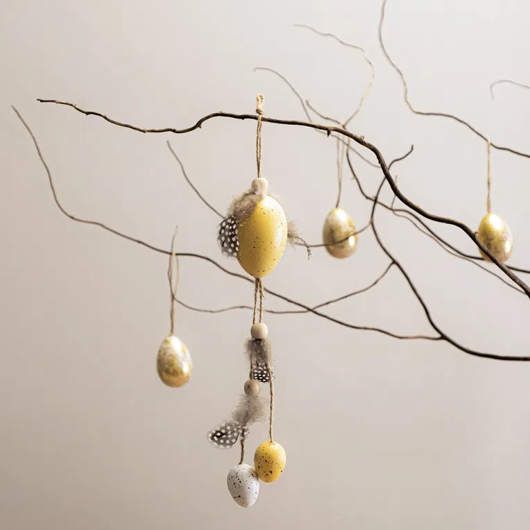 Zawieszka wielkanocna FAER LUNGO z jajkami żółta 40 cm