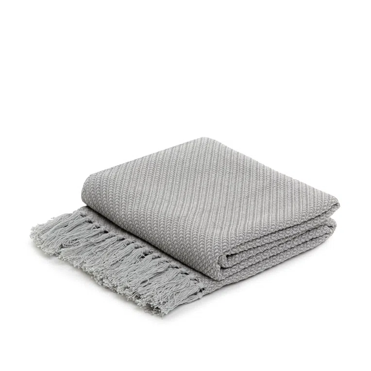 Pled MORRIS z frędzlami szary 130x170 cm