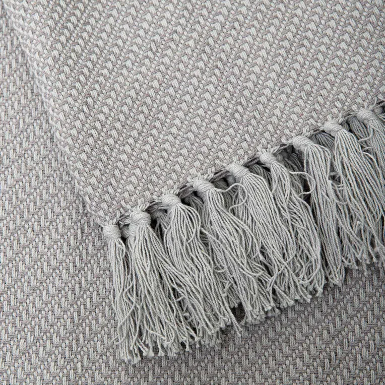 Pled MORRIS z frędzlami szary 130x170 cm
