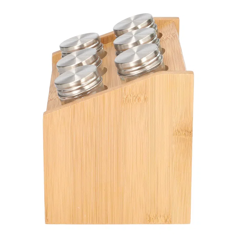 Zestaw przyprawników BAMBOU na stojaku - 6 słoiczków 21x15 cm