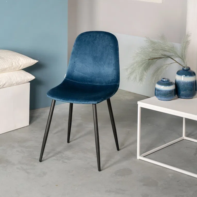Krzesło SLANK welurowe kobaltowe 44x52x85cm