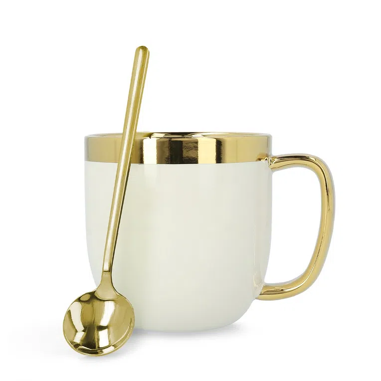 Kubek SINNES biały z łyżeczką 0,28 l