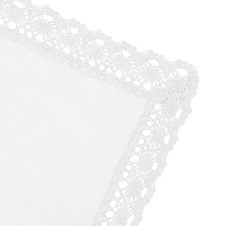 Obrus ANDER biały z koronką 130x180 cm
