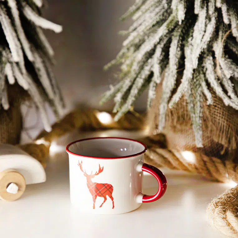 Kubek FLOCON biały z reniferem 0,16 l