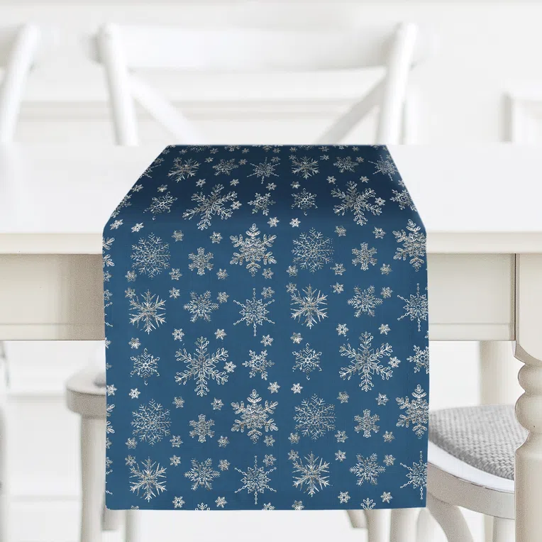 Bieżnik TANESI w złote śnieżynki granatowy 40x160 cm