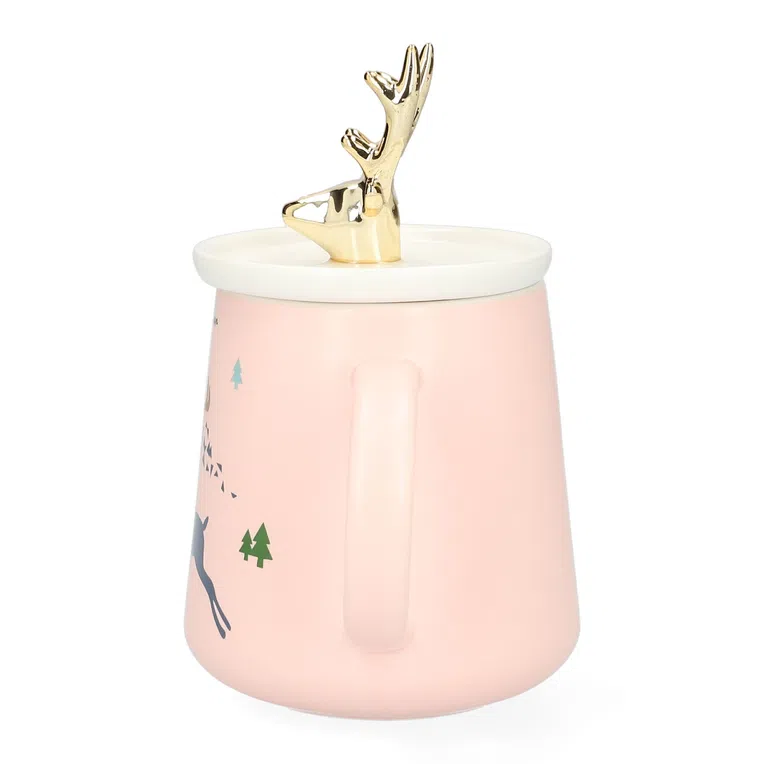 Kubek ROSIE różowy z ozdobną przykrywką 0,4 l