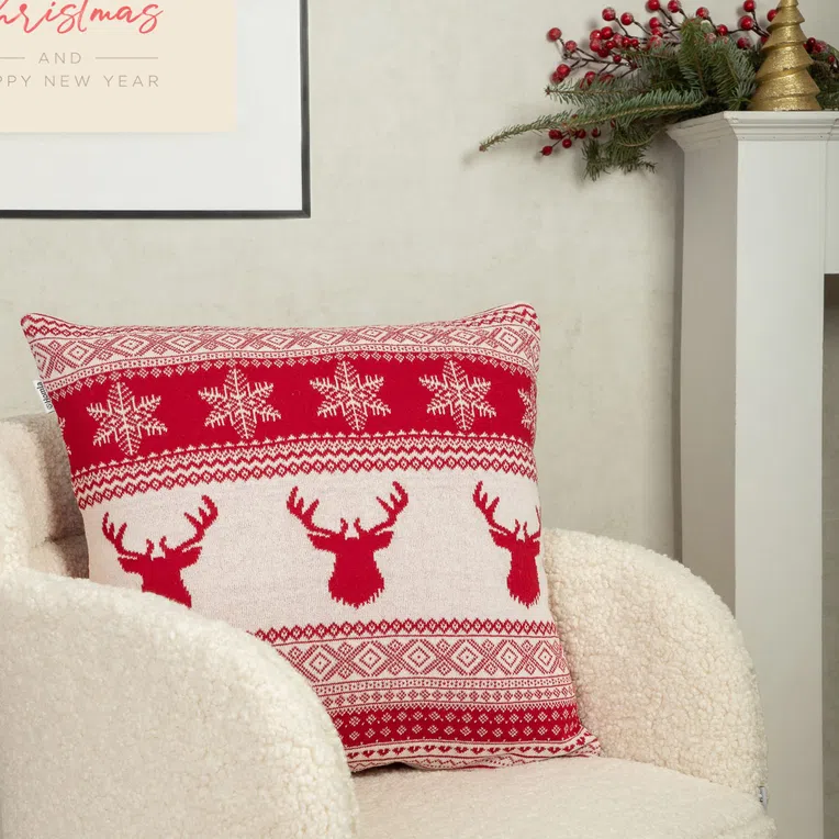 Poszewka RENK dwukolorowa z motywem świątecznym 45x45 cm