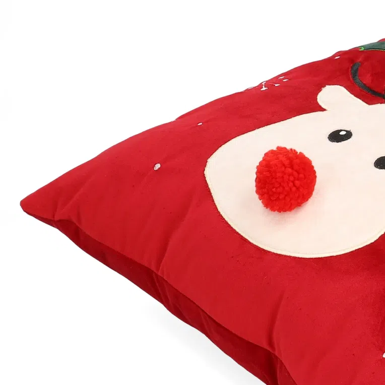 Poszewka REINDEER z pomponem czerwona 45x45 cm
