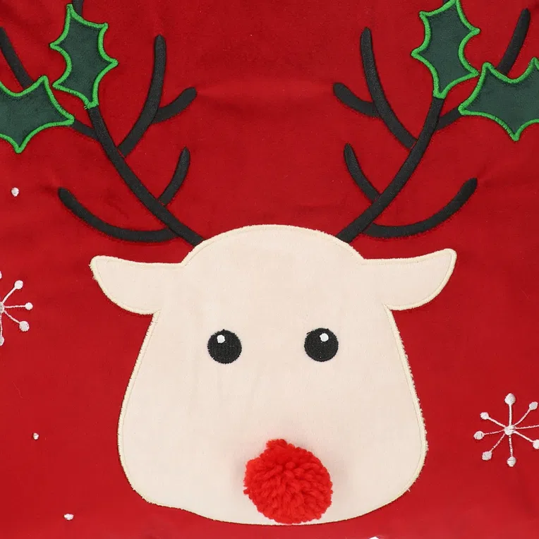 Poszewka REINDEER z pomponem czerwona 45x45 cm