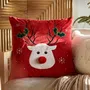 Poszewka REINDEER z pomponem czerwona 45x45 cm