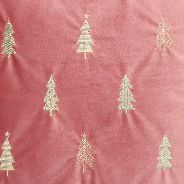 Poszewka ARBA w złote choinki różowa 45x45 cm