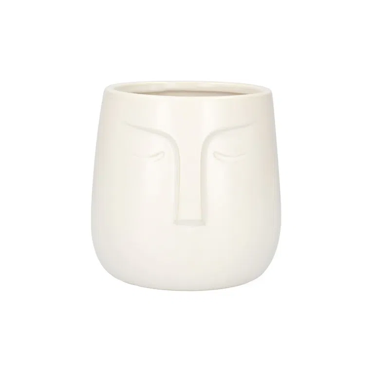 Osłonka na doniczkę FACE biała 14x15 cm