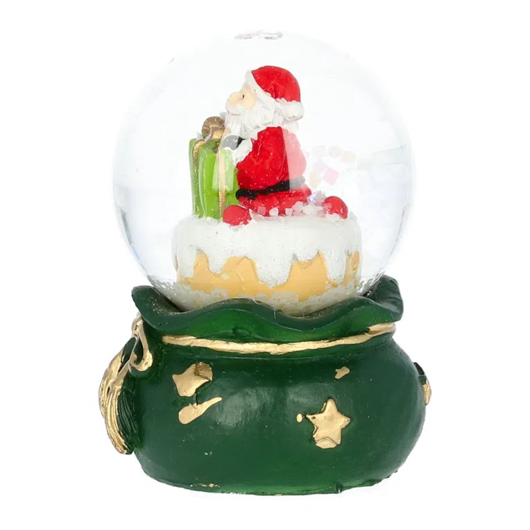 Kula RONIE śnieżna z Mikołajem i prezentem S 5x6 cm