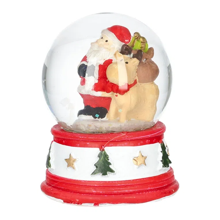 Kula RONIE śnieżna z Mikołajem i reniferem S 5x6 cm