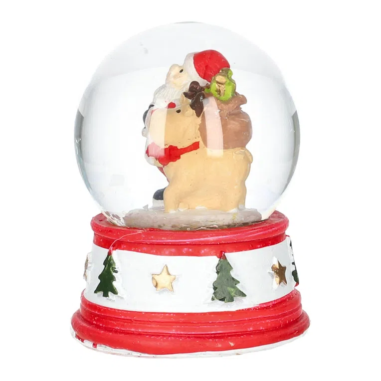 Kula RONIE śnieżna z Mikołajem i reniferem S 5x6 cm