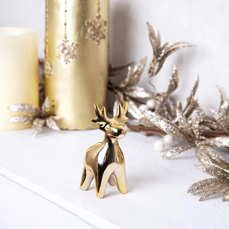 Renifer DARIAN złoty 5x7 cm