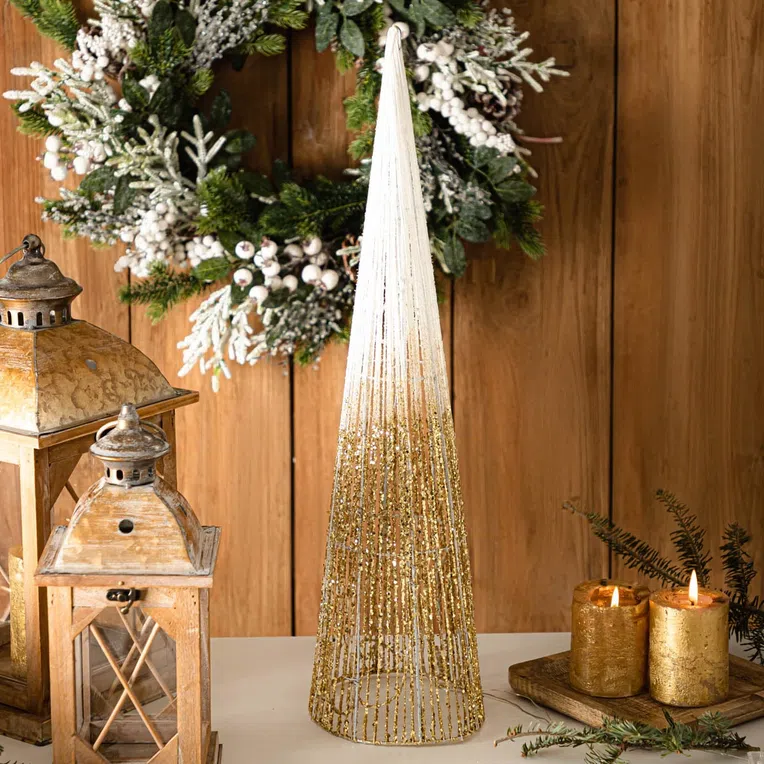 Choinka POMMIE biało-szampańska z ledem 60 cm