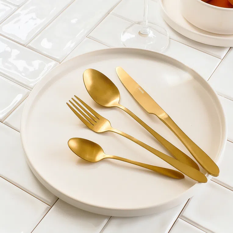 Zestaw sztućców ABELE matowe złote 16 szt.