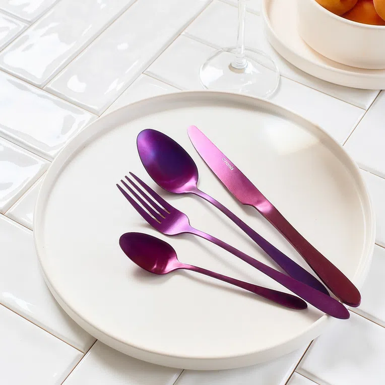 Zestaw sztućców ABELE matowe fioletowe 16 szt.