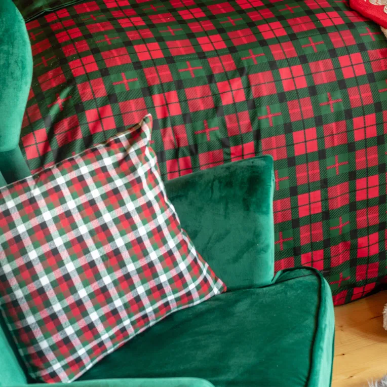 Poszewka PAIMO w kratę czerwona 45x45 cm