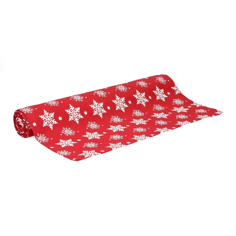 Bieżnik LOHJA w śnieżynki czerwony 40x160 cm