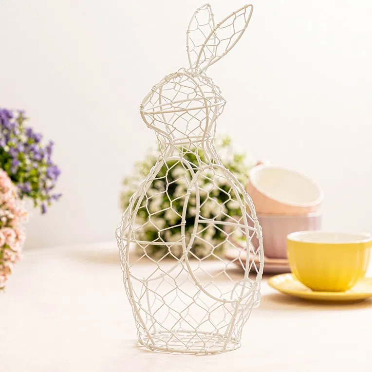 Koszyk wielkanocny HASELE metalowy biały 16x33 cm