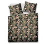 Pościel BELAGA z mikrofibry czarna w liście i kwiaty 200x220 cm