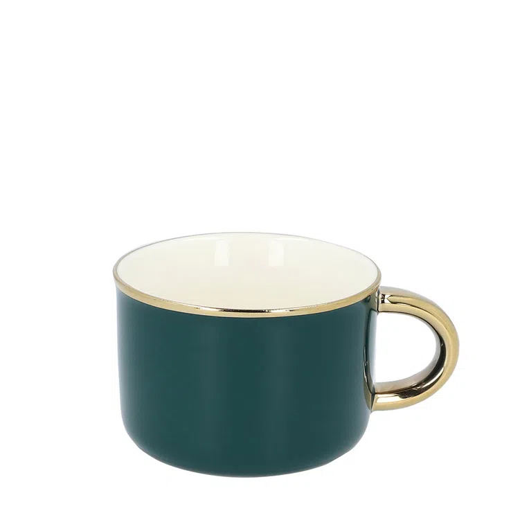 Kubek NORDLIA ze złotym paskiem szmaragdowy 0,15 l