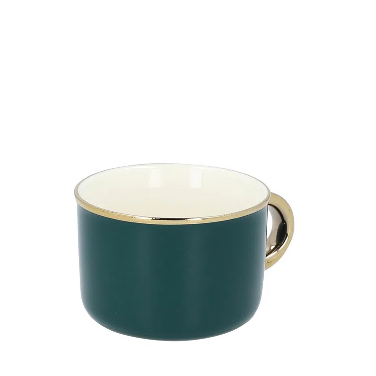 Kubek NORDLIA ze złotym paskiem szmaragdowy 0,15 l