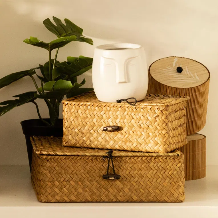 Szkatułka TALULAH pleciona naturalna 25x20x8 cm