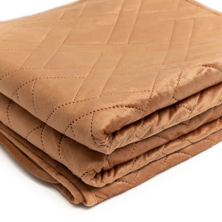 Narzuta TUALA z przeszyciami karmelowa 200x220 cm