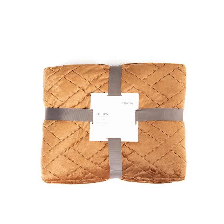 Narzuta TUALA z przeszyciami karmelowa 200x220 cm