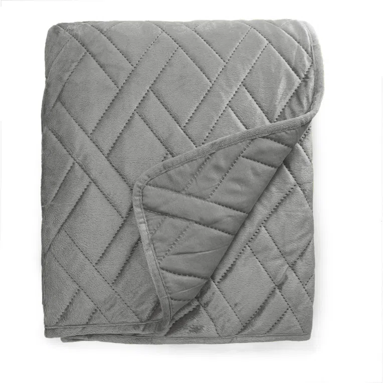 Narzuta TUALA z przeszyciami szara 200x220 cm