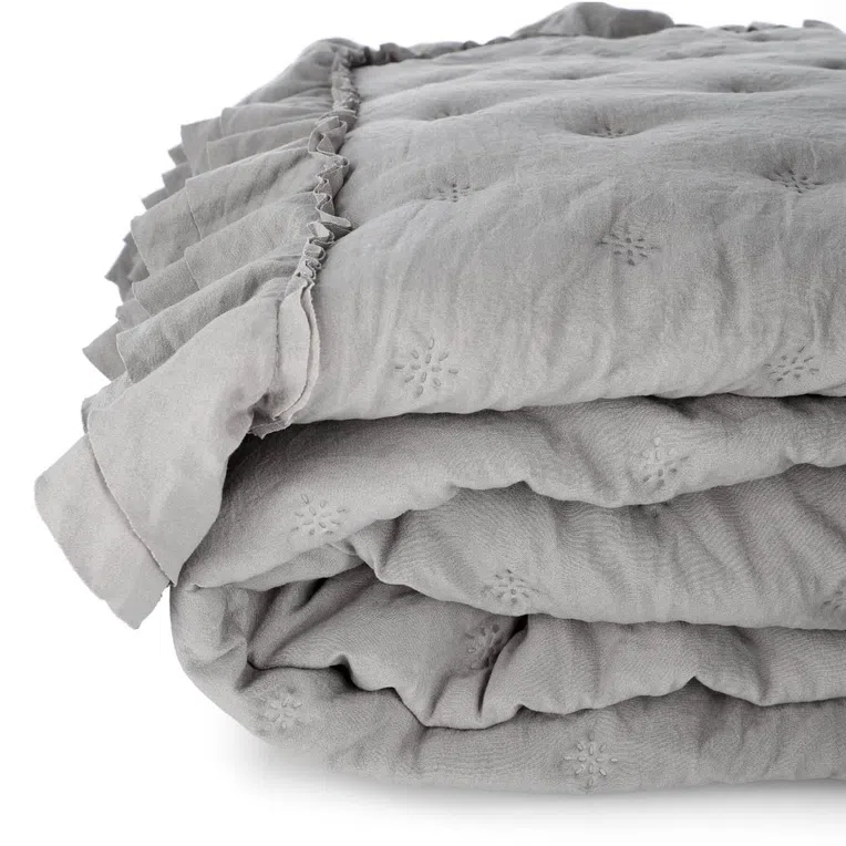 Narzuta TROSA z falbanką szara 200x220 cm