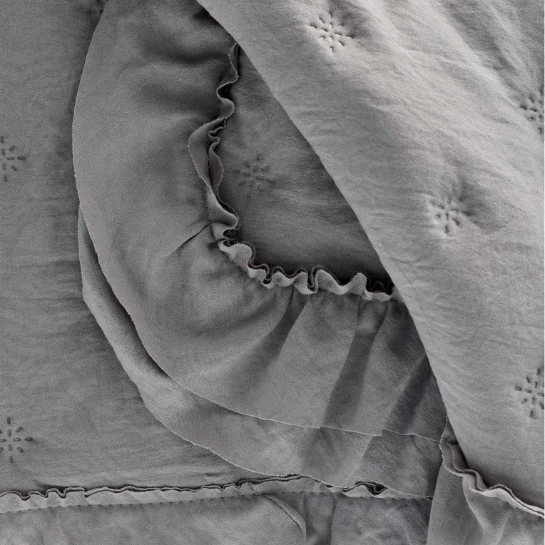 Narzuta TROSA z falbanką szara 200x220 cm