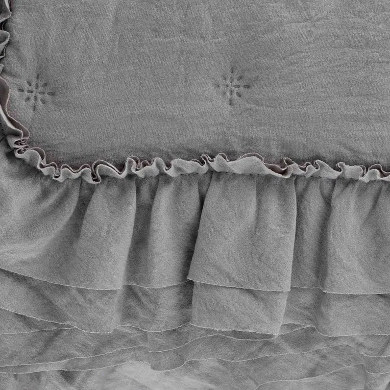Narzuta TROSA z falbanką szara 200x220 cm