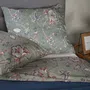 Pościel CLARAS z mikrofibry szara w liście i kwiaty 160x200 cm