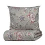 Pościel CLARAS z mikrofibry szara w liście i kwiaty 200x220 cm